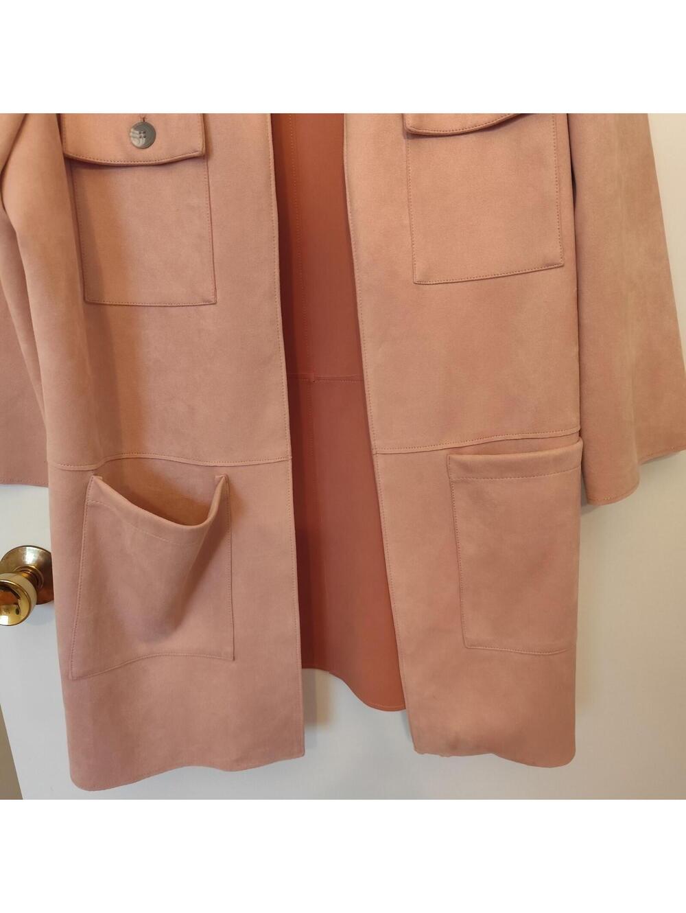 Ruby Rd Jacket Womens 18 Blush Pink Soft Faux Suede Open Duster Quiet Luxury - Picture 3 of 7